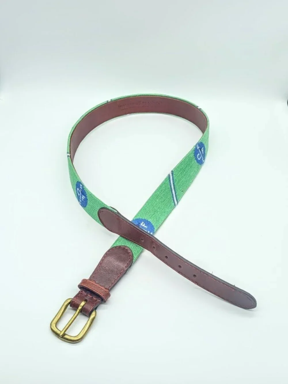 Smathers & Branson Hand-Stitched Needlepoint Leather Belt